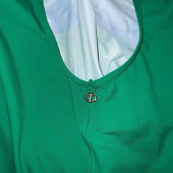 IODIS PAR PIERRE MARTINEZ Green & Blue Padded One Piece Swimsuit Size 14 - Picture 4 of 8